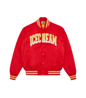 COLLEGE SATIN BOMBER - RED