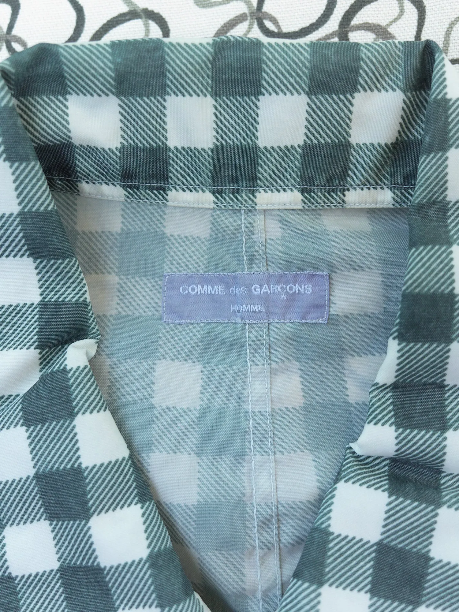 Comme des Garcons Homme 2000 teal green nylon gingham zip jacket - mens M