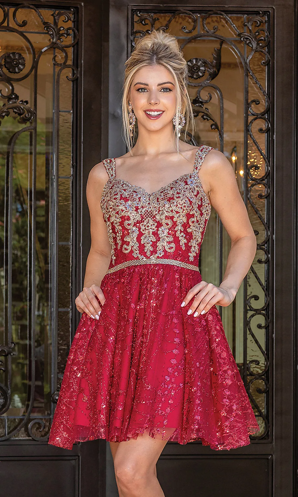 Corset-Bodice Glitter Embellished Short Hoco Dress