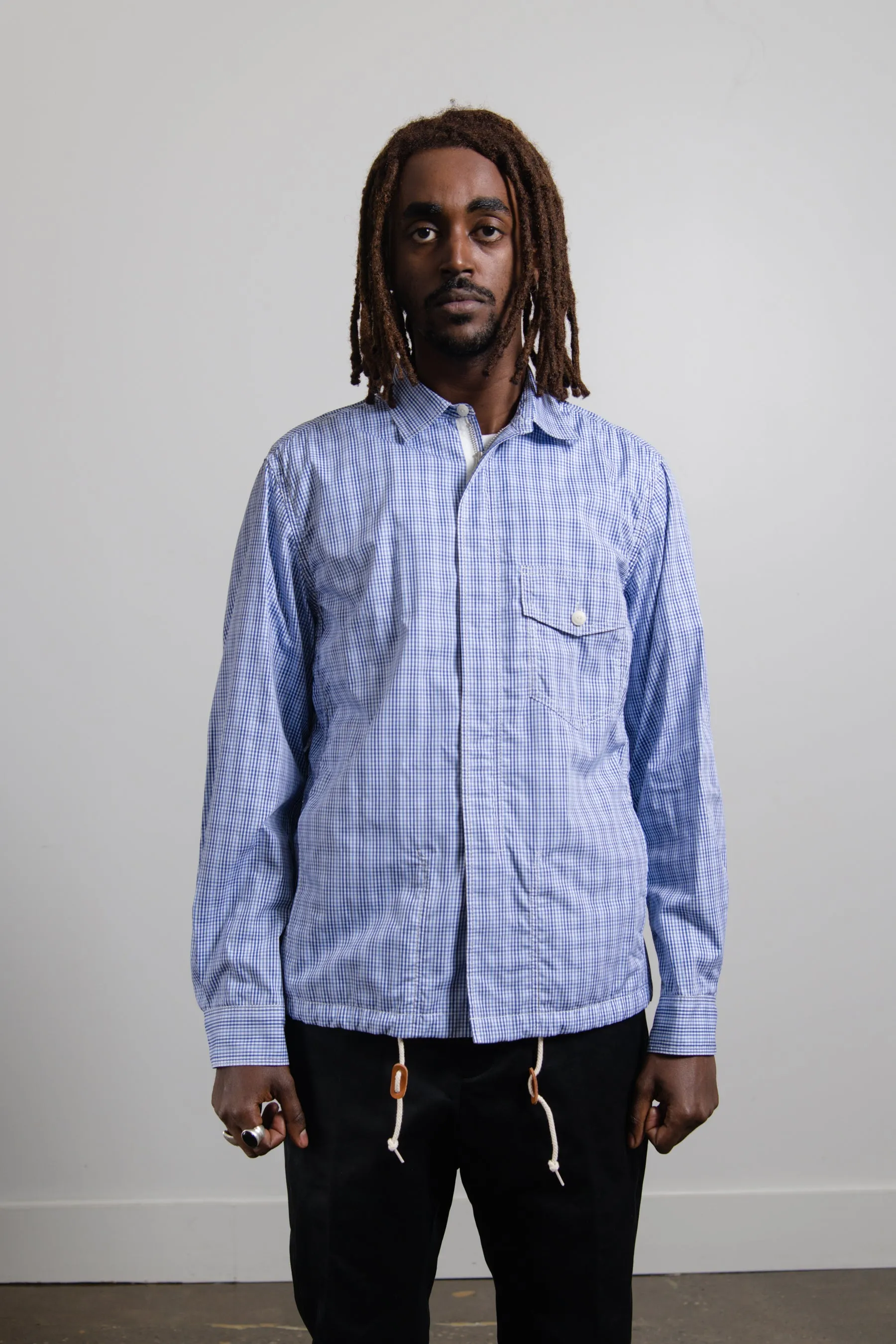 Cotton Check Jacket Light Blue/White B908