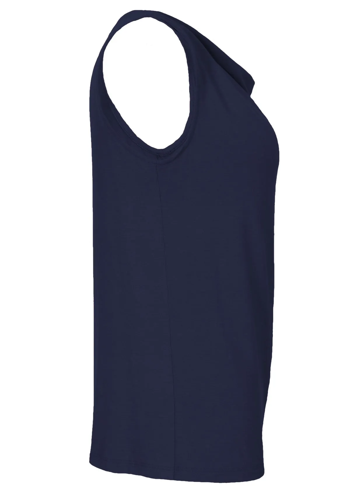 Cowl Neck Singlet Top Navy Blue