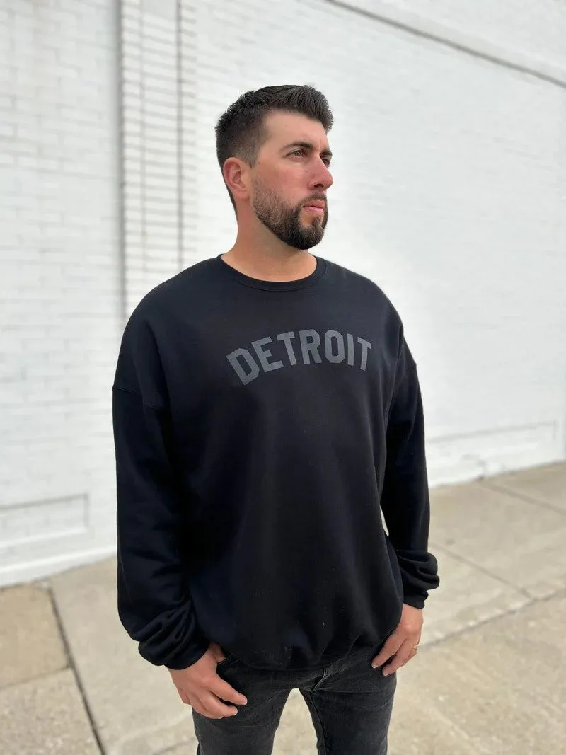 Detroit Crewneck Sweatshirt / Black on Black