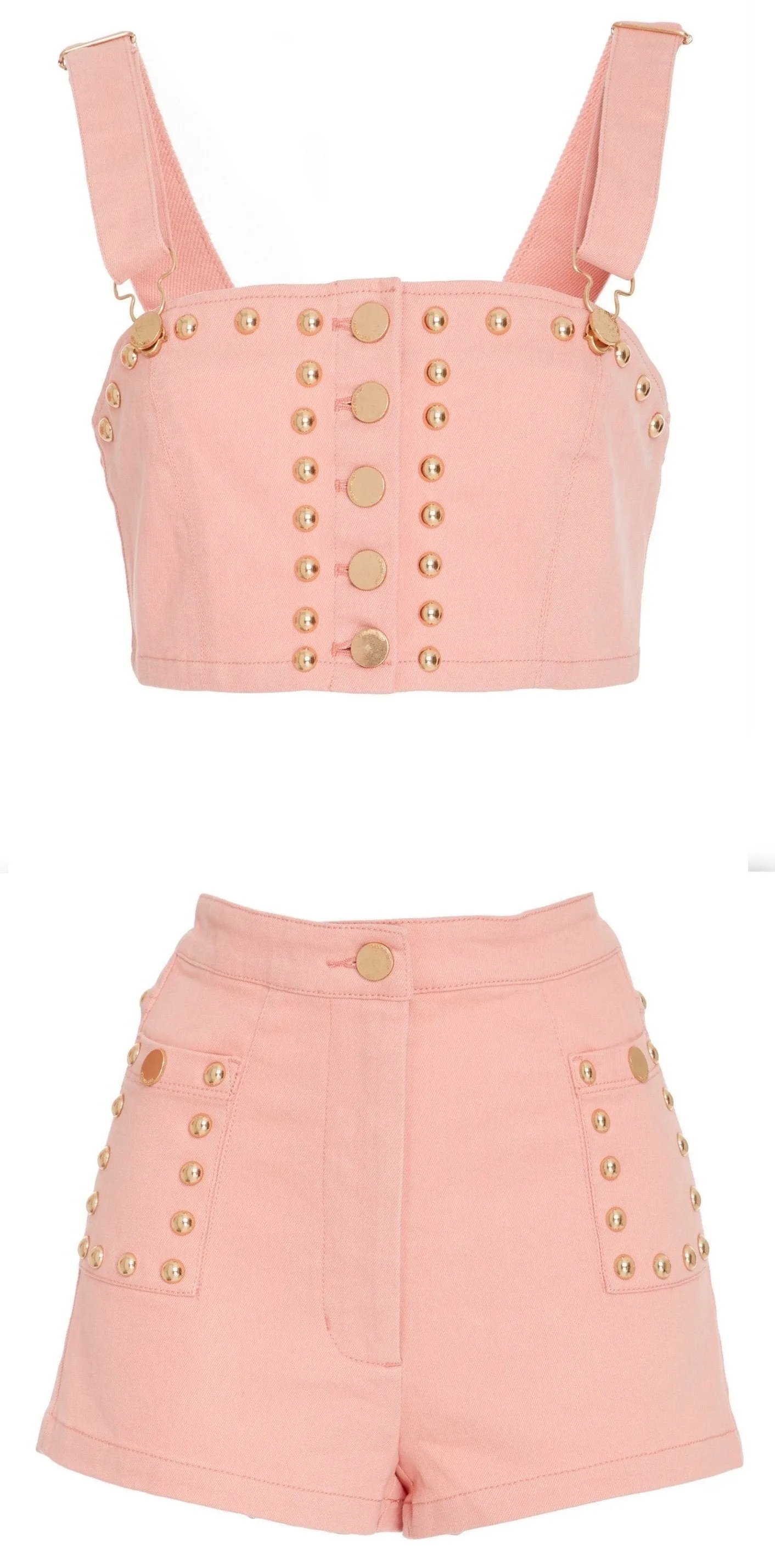 'Dream Big' Overall Crop Top and Short Set, Pink