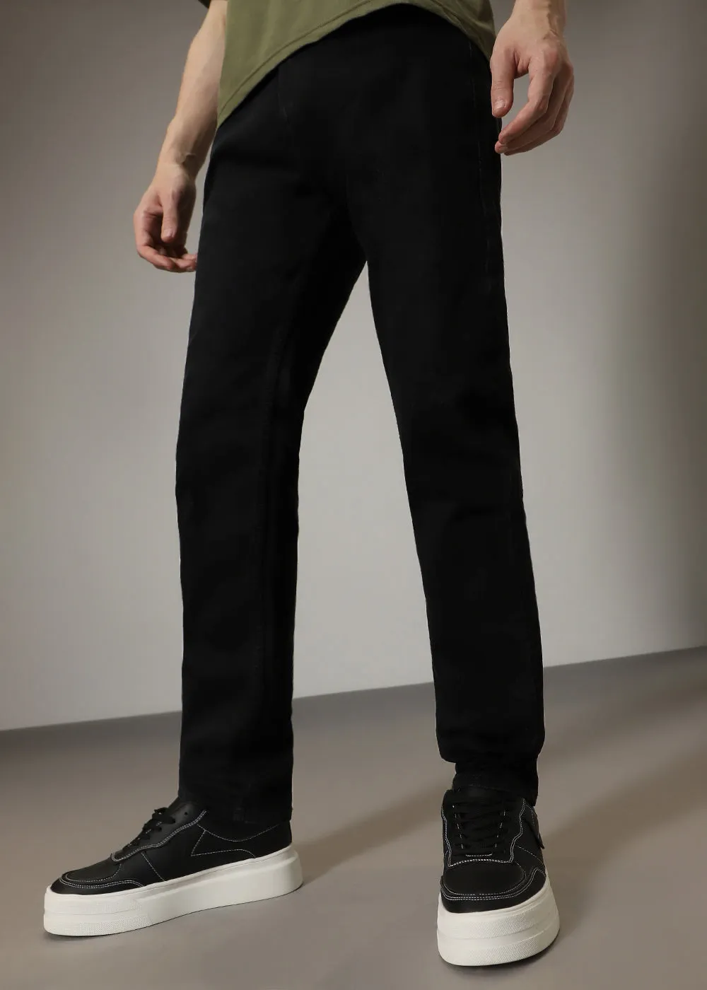 Ebony Black Straight Fit Denim