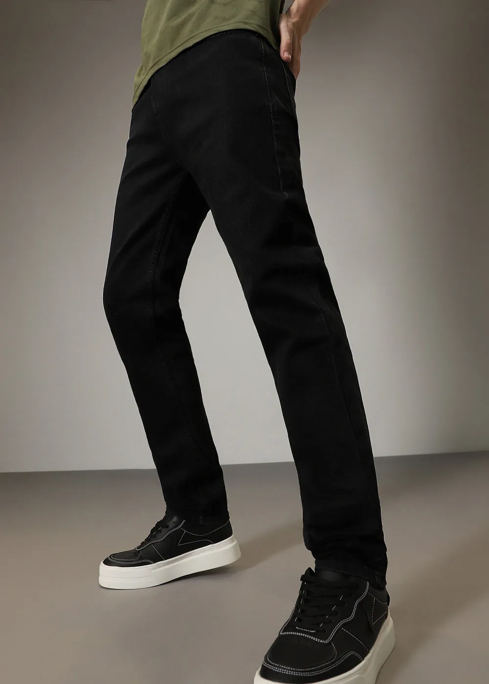 Ebony Black Straight Fit Denim