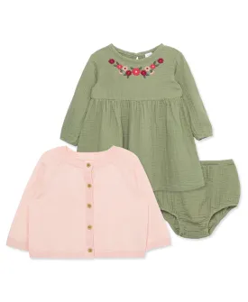 Embroidered Dress Set (2T-4T)