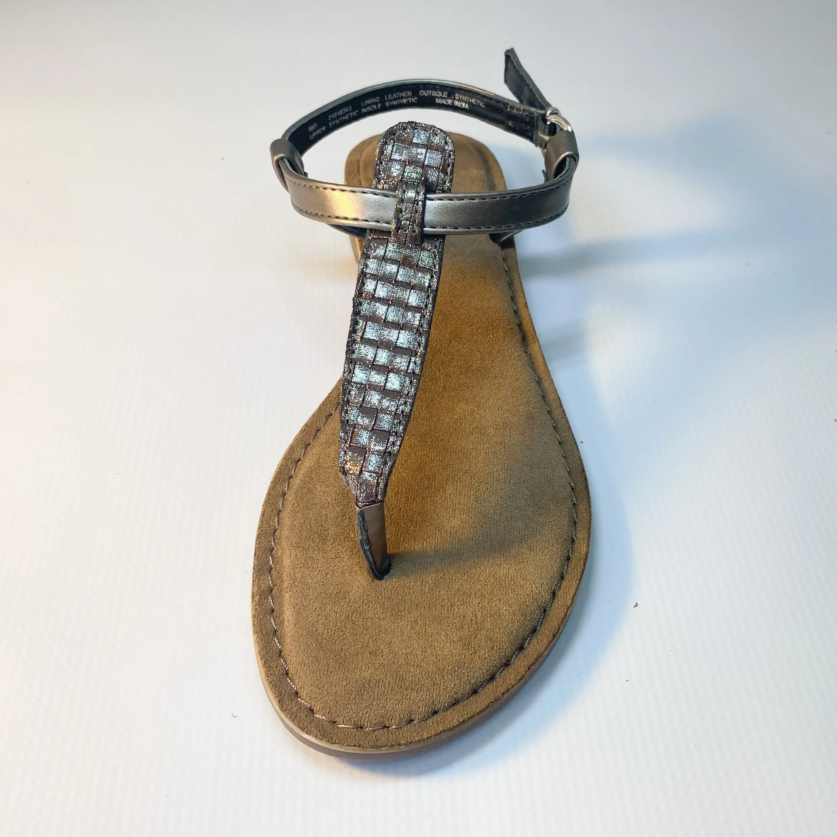 Gia leather pewter weave sandal