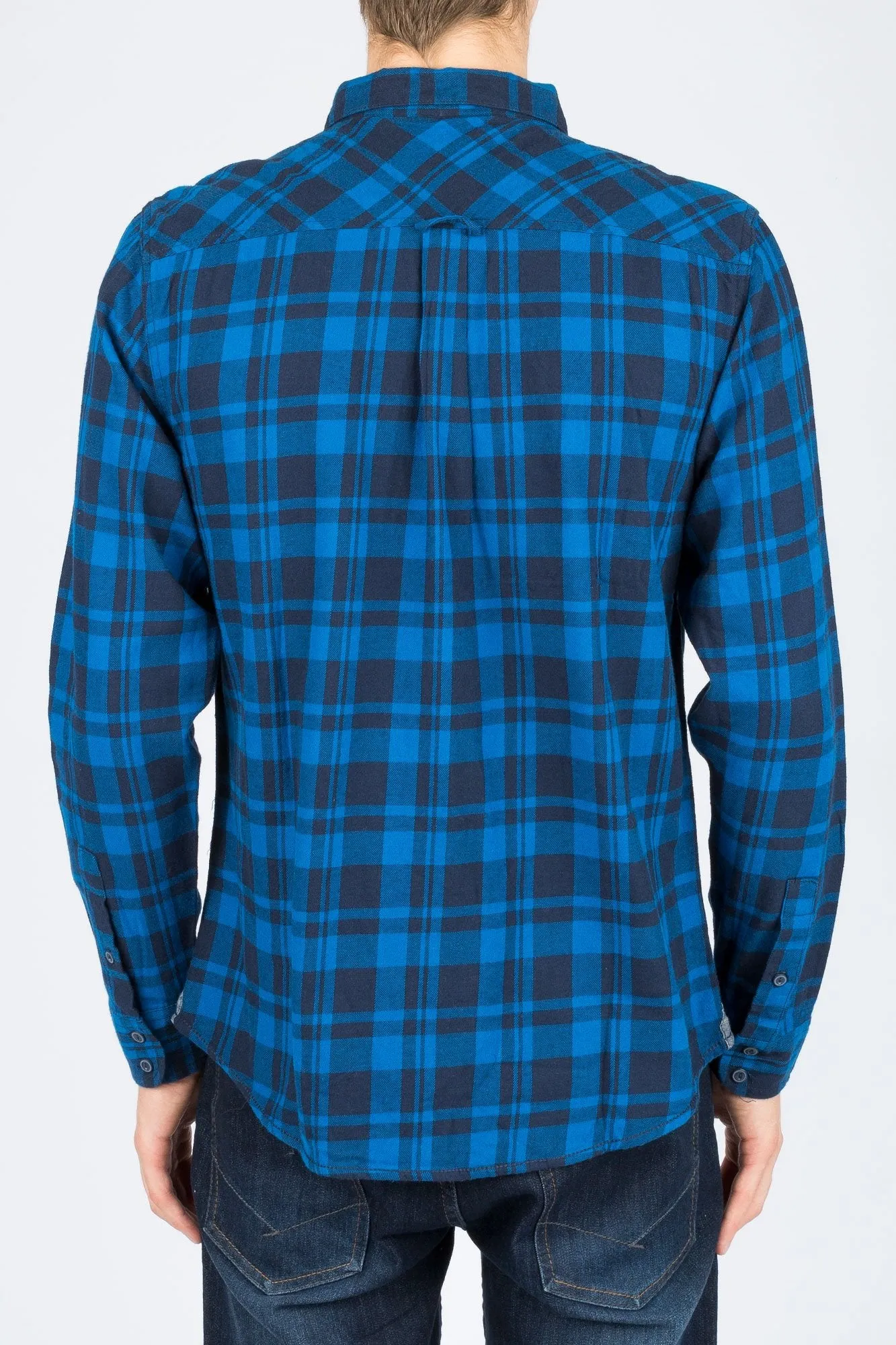 Guys 2-Pocket Plaid Long Sleeve Shirt