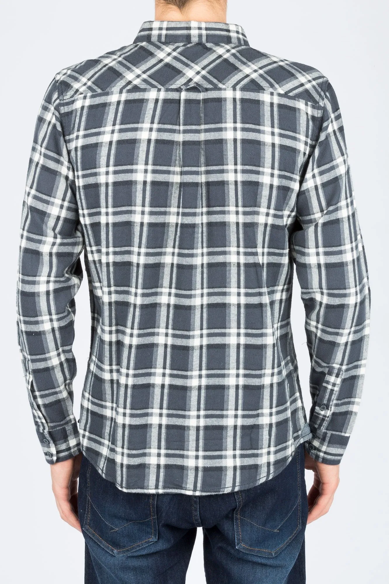 Guys 2-Pocket Plaid Long Sleeve Shirt