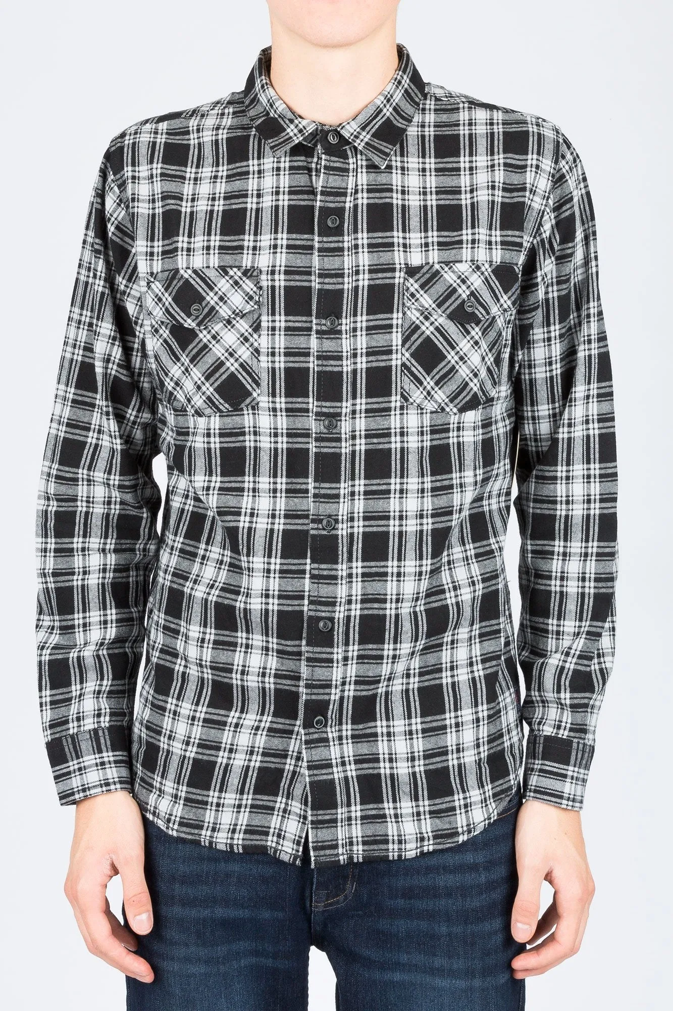 Guys 2-Pocket Plaid Long Sleeve Shirt