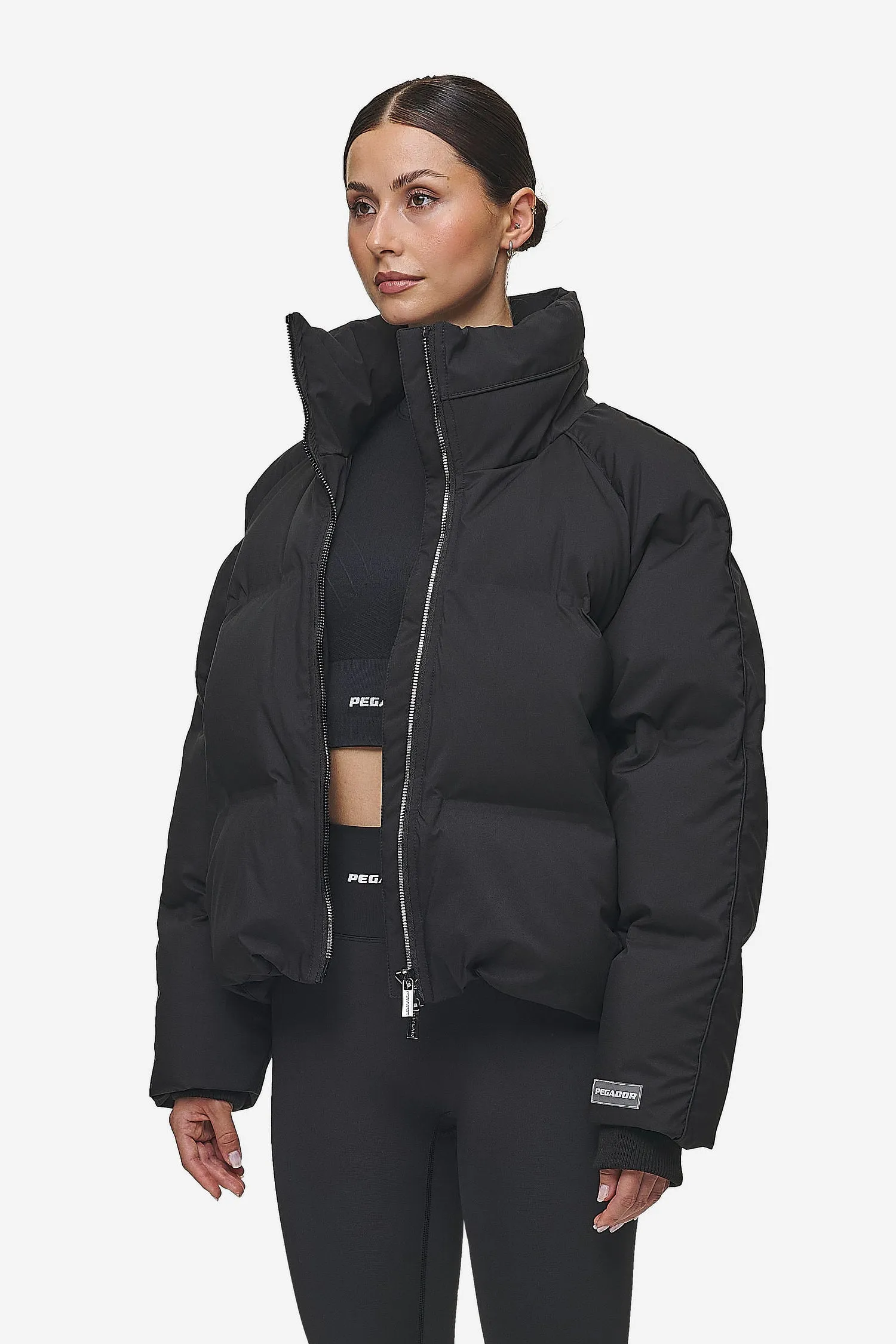 Henra Oversized Raglan Puffer Jacket Black