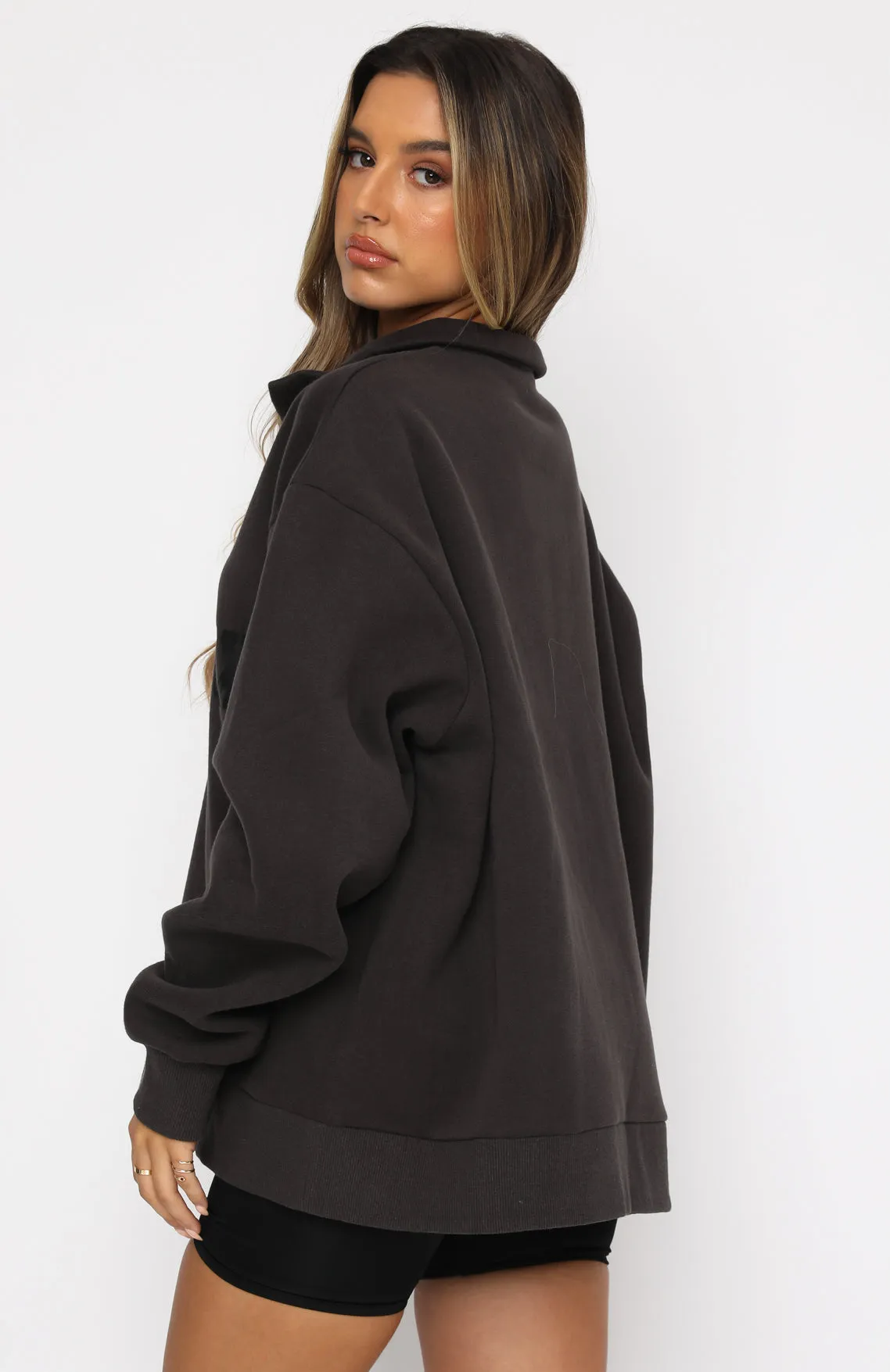 High Standard Zip Front Sweater Shadow