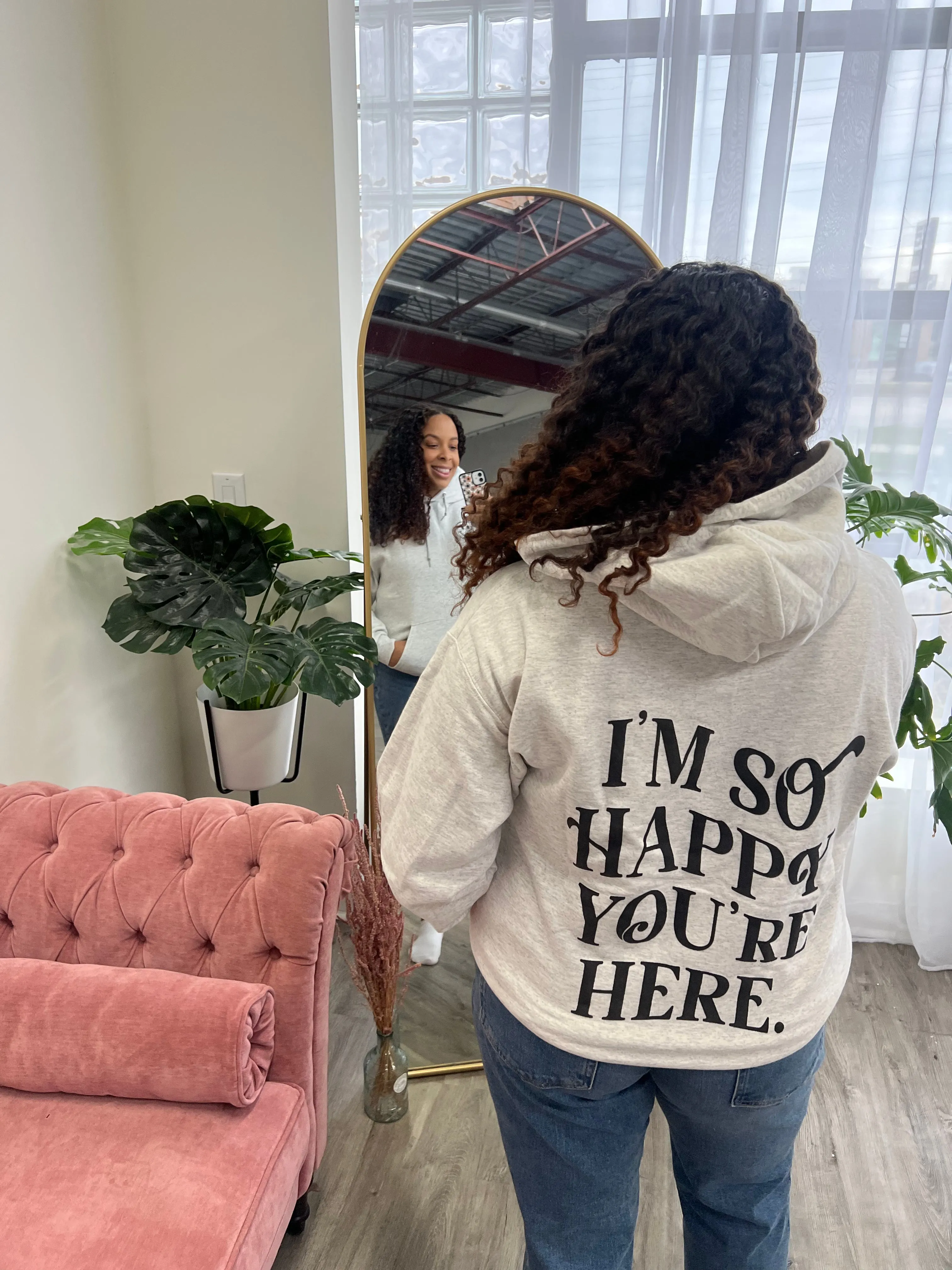 I’m So Happy You're Here Hoodie - Oat Grey