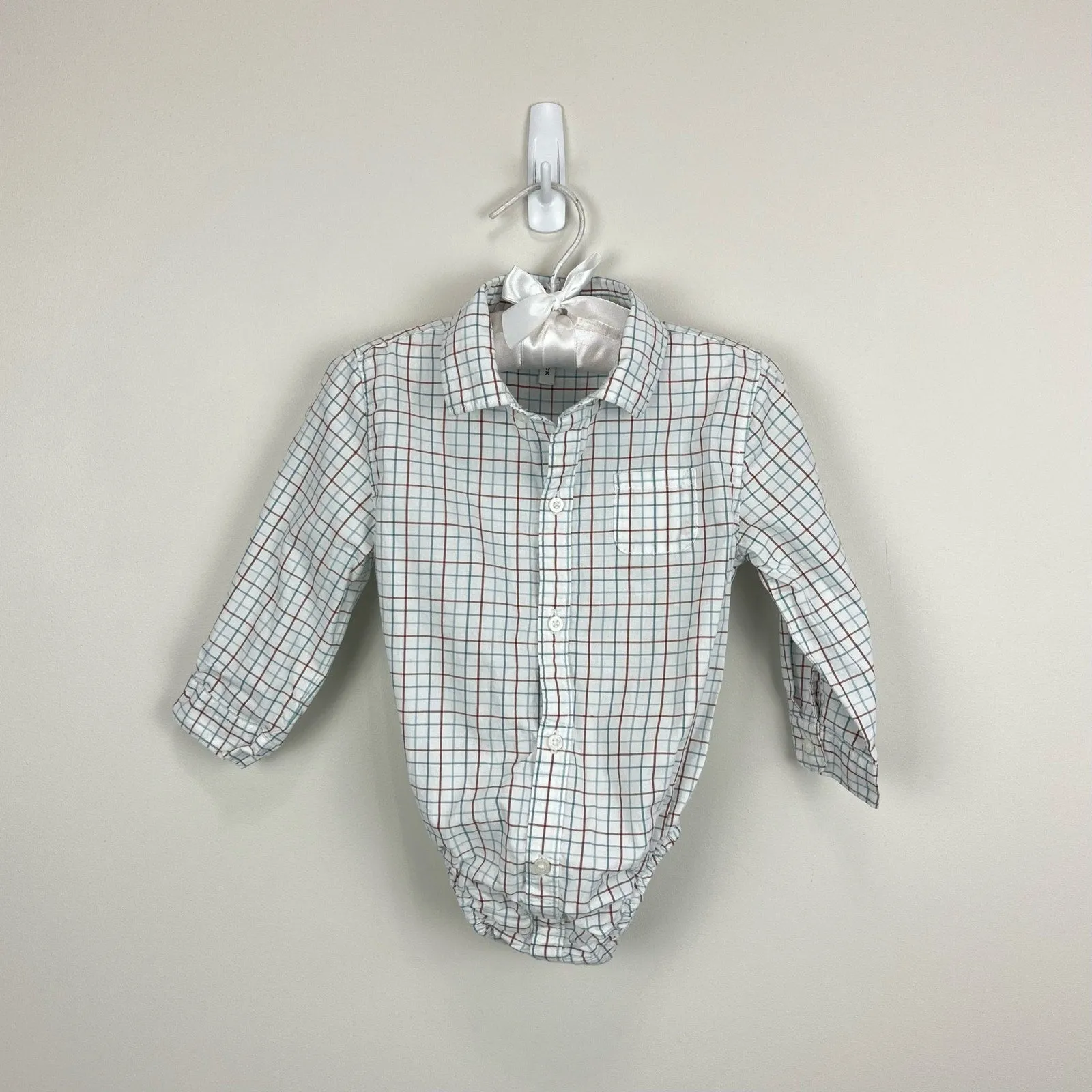 Janie and Jack Baby Plaid Poplin Bodysuit 12-18 Months