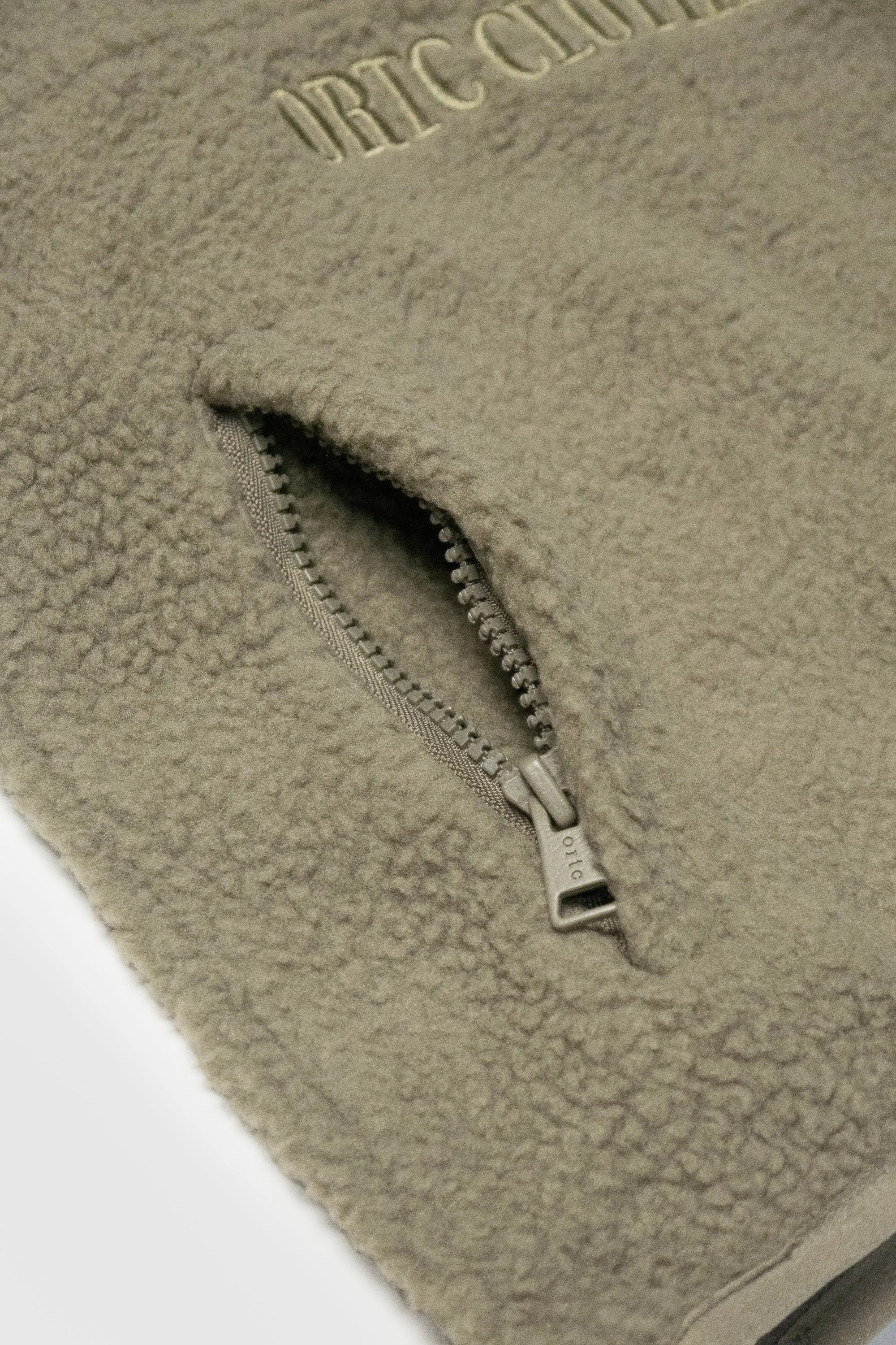 Jnr Sherpa Fleece Logo Quarter Zip Moss