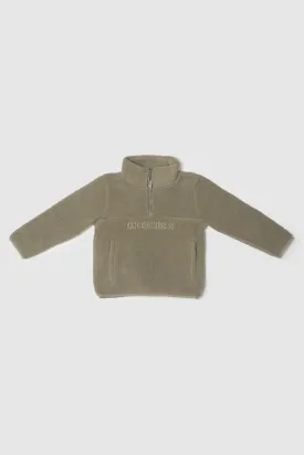 Jnr Sherpa Fleece Logo Quarter Zip Moss