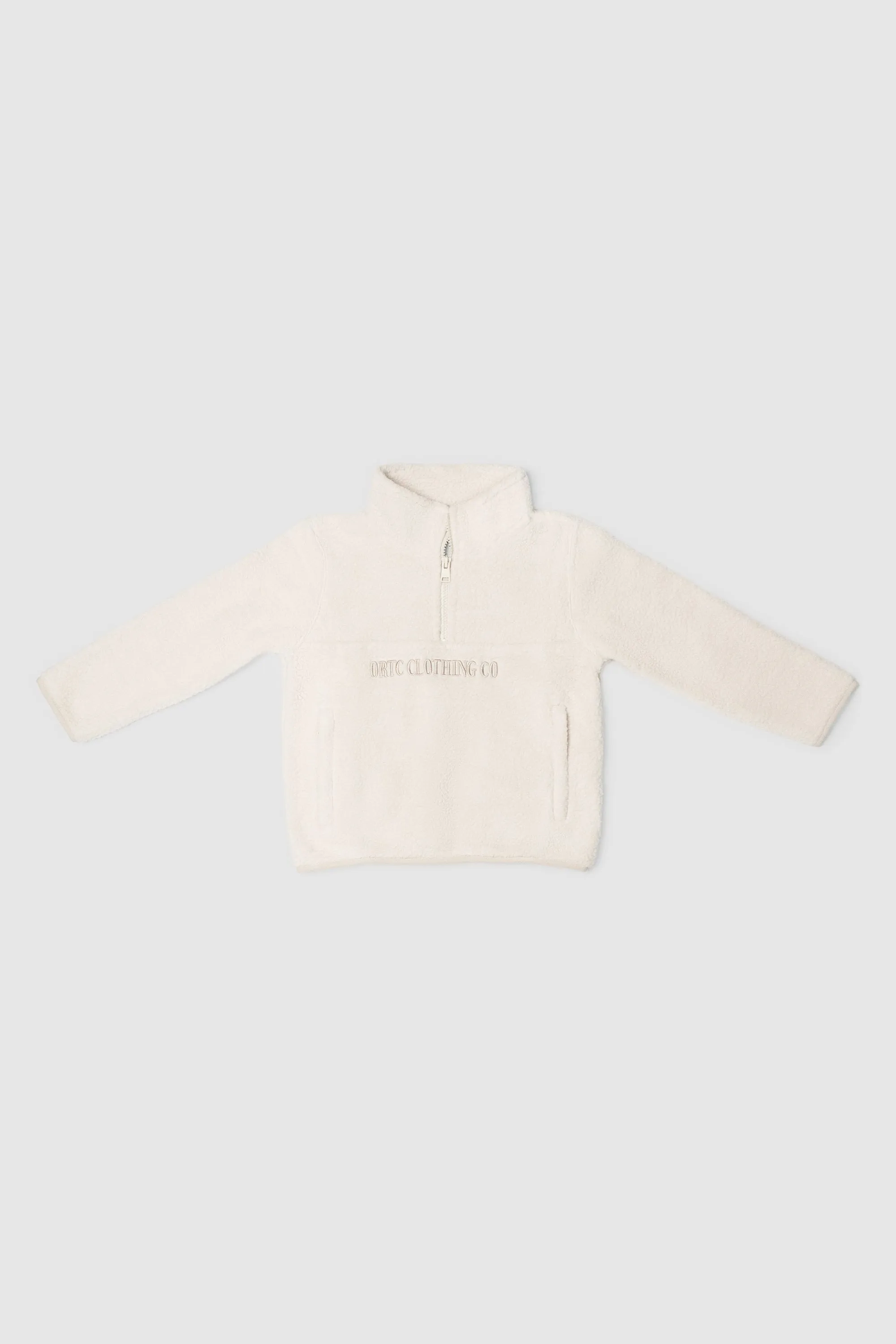 Jnr Sherpa Fleece Logo Quarter Zip Natural