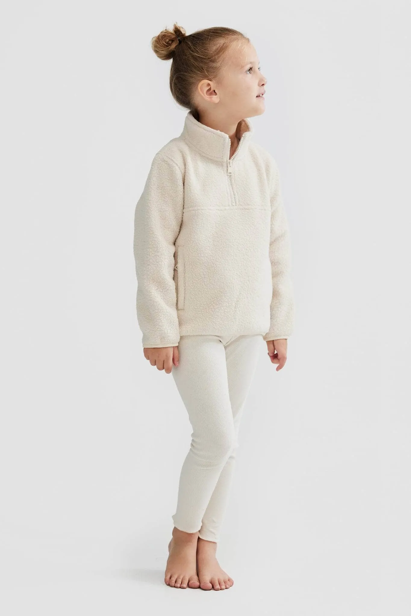 Jnr Sherpa Fleece Quarter Zip Natural