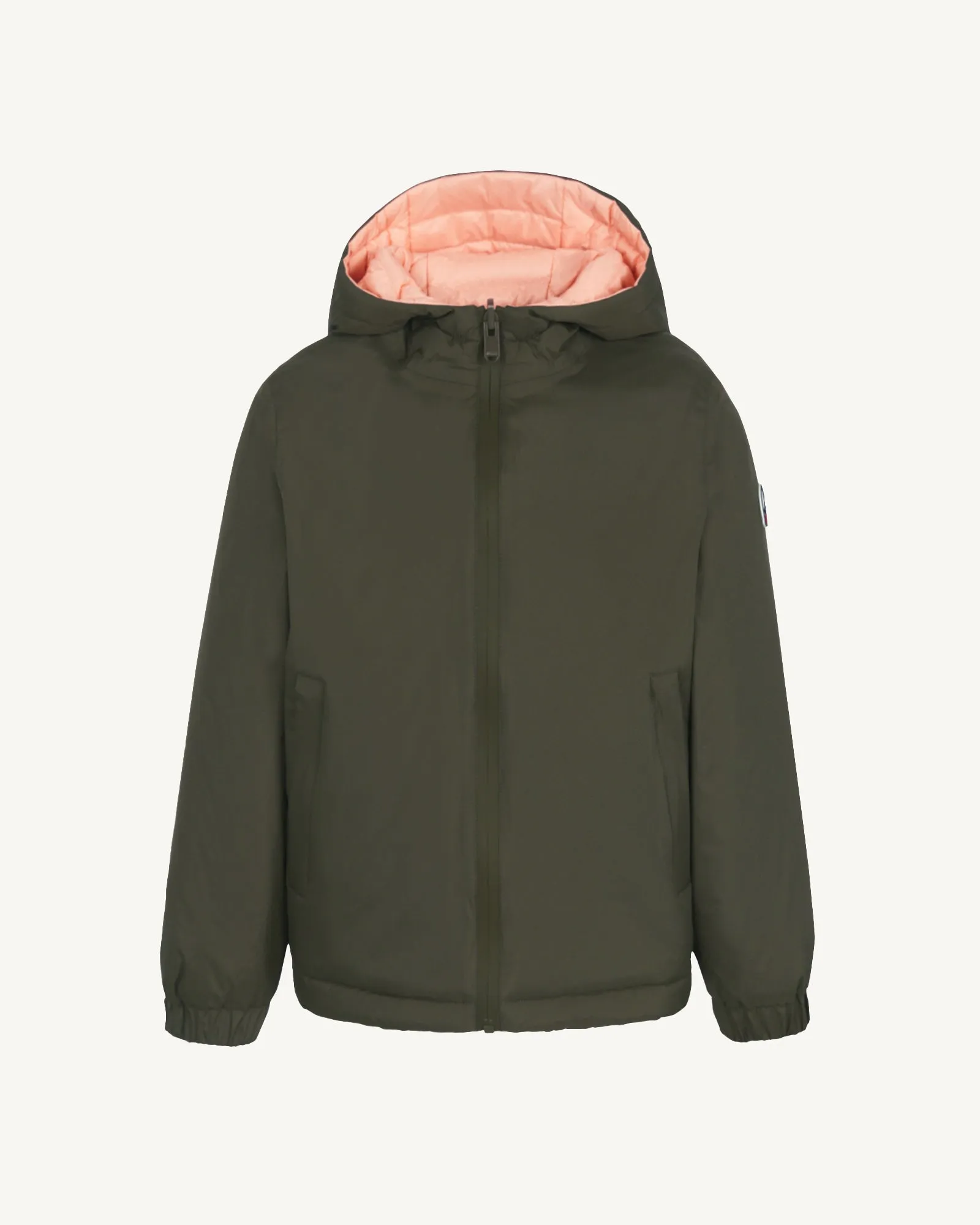 Kyoto 2.0 Ultralight kids' reversible hooded winter jacket Army/Blush