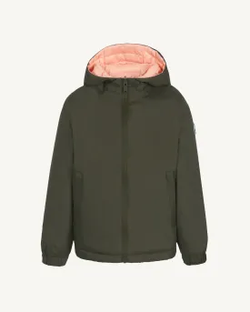 Kyoto 2.0 Ultralight kids' reversible hooded winter jacket Army/Blush