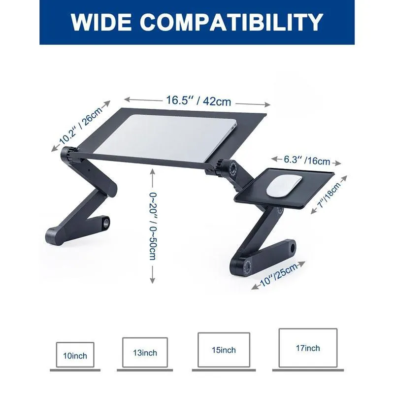 LappyLite Adjustable Ergonomic Portable Aluminum Laptop Desk (Mouse Pad Included)