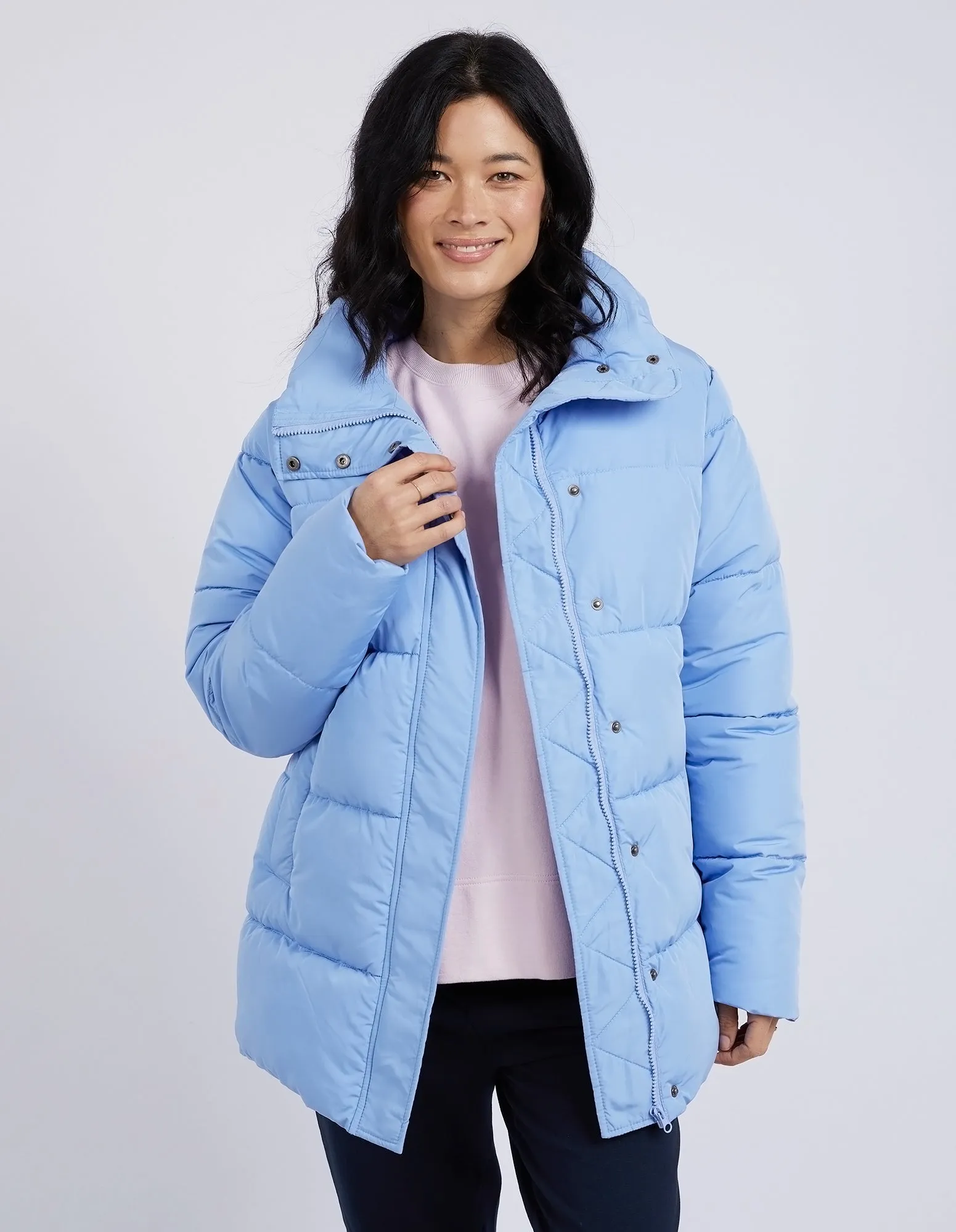 Longline Puffer Jacket Hydrangea