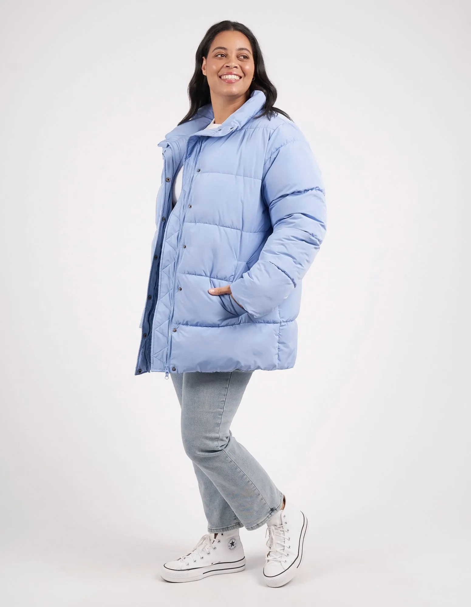 Longline Puffer Jacket Hydrangea