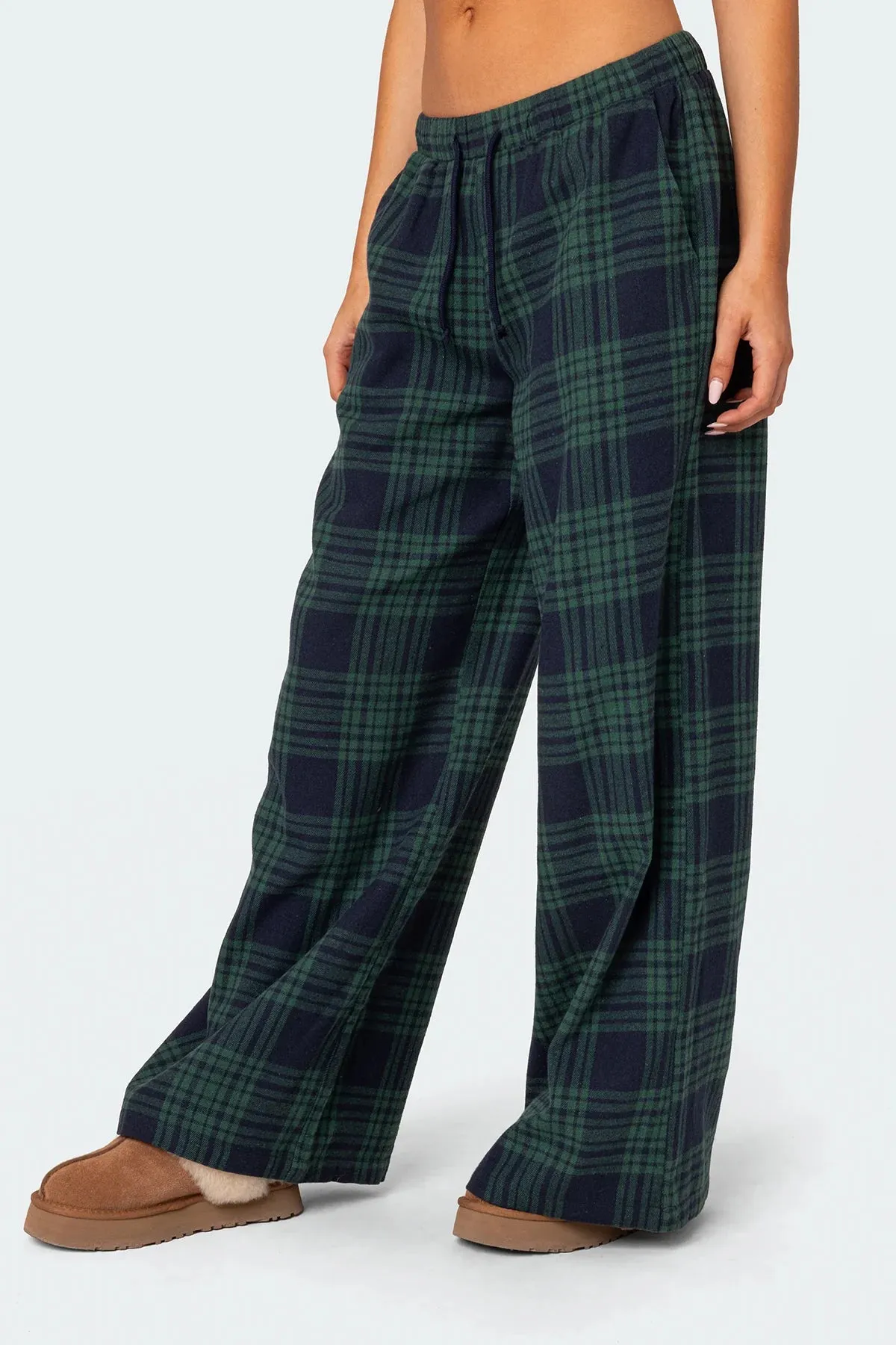 Lounge Around Plaid Wide Leg Pants