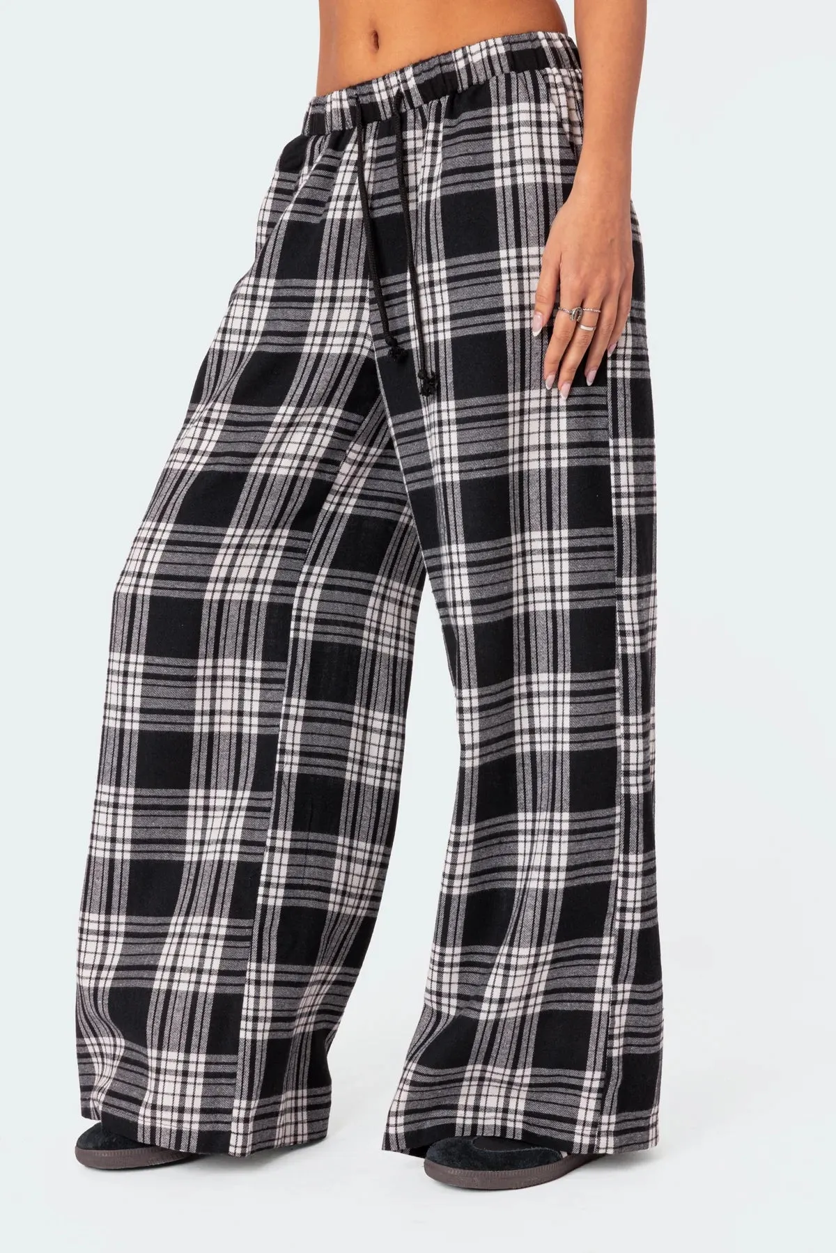 Lounge Around Plaid Wide Leg Pants