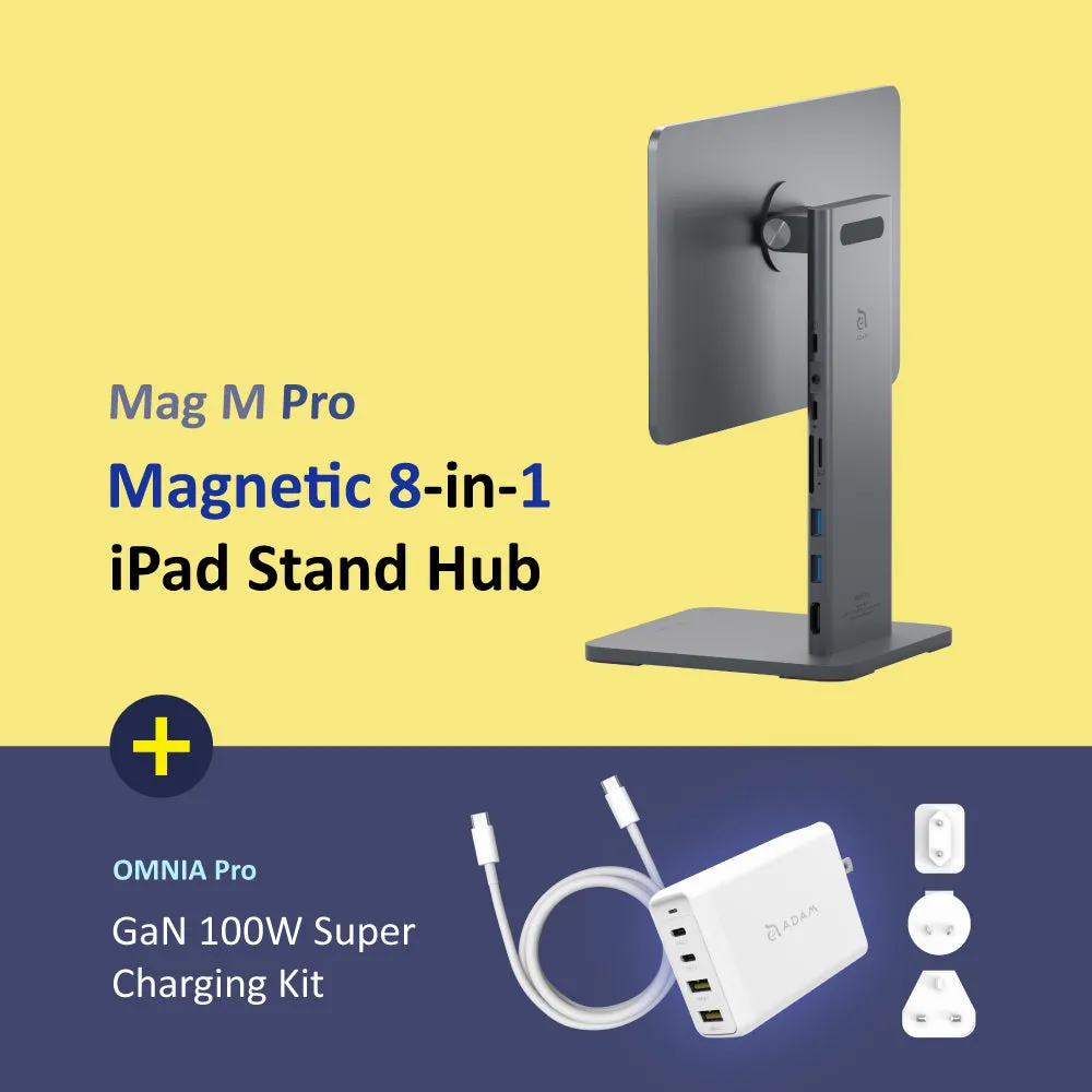 Mag M Pro Magnetic 8-in-1 iPad Stand Hub   OMNIA Pro 100W Super Charging Kit