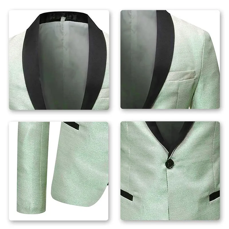 Magic Cyan Tuxedo Jacket Luxury Prom Blazer