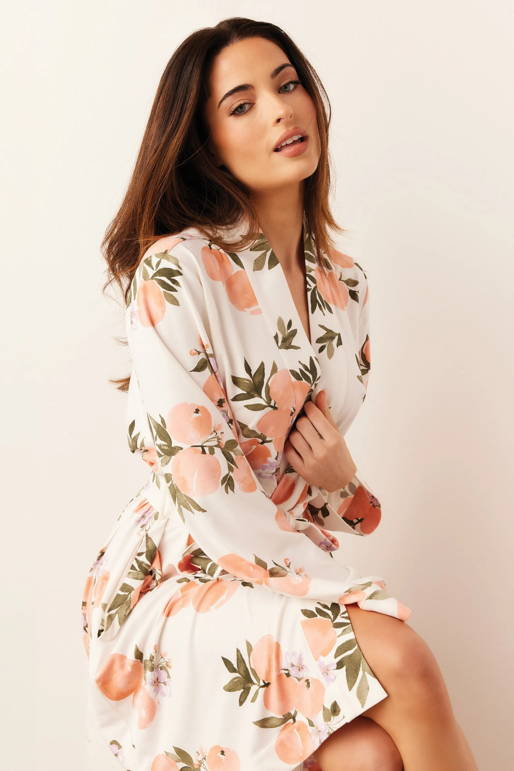 Meadow Classic Short Robe | Peaches & Cream