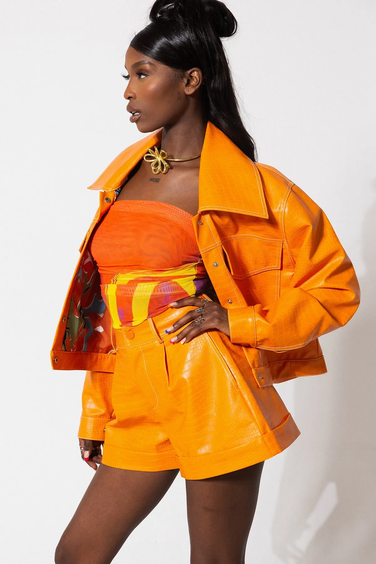 Mena Vegan Leather Jacket - Turmeric