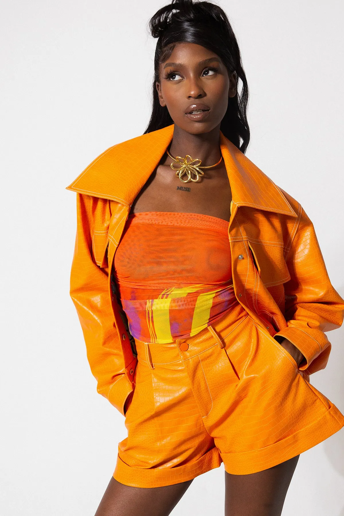 Mena Vegan Leather Jacket - Turmeric