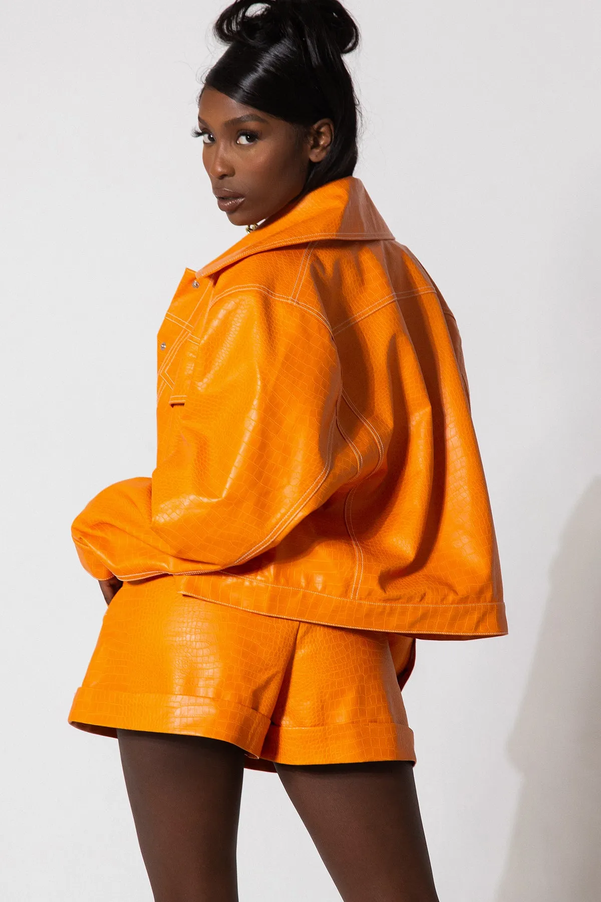 Mena Vegan Leather Jacket - Turmeric