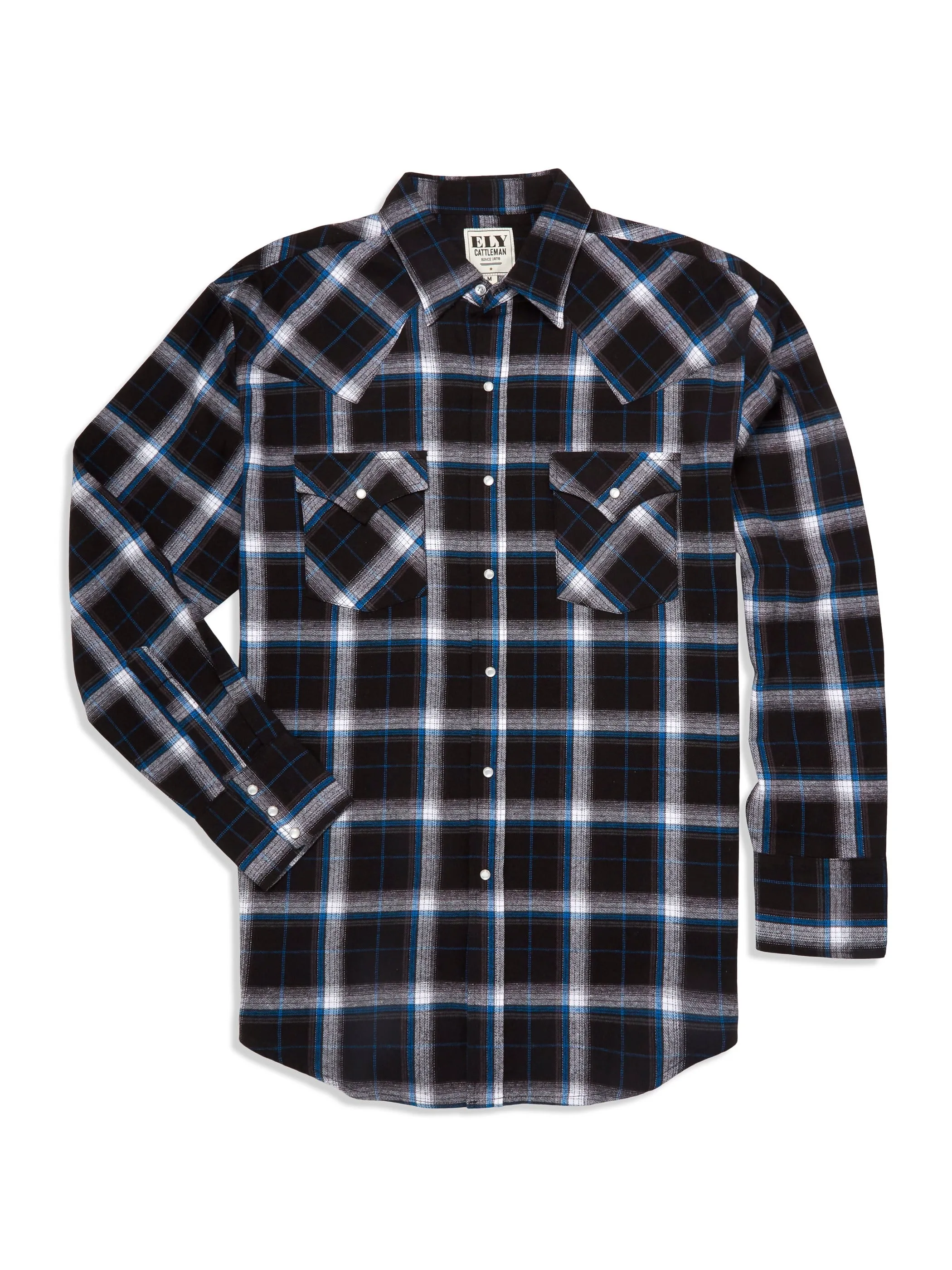 Men's Ely Cattleman Long Sleeve Flannel Plaid Western Snap Shirt