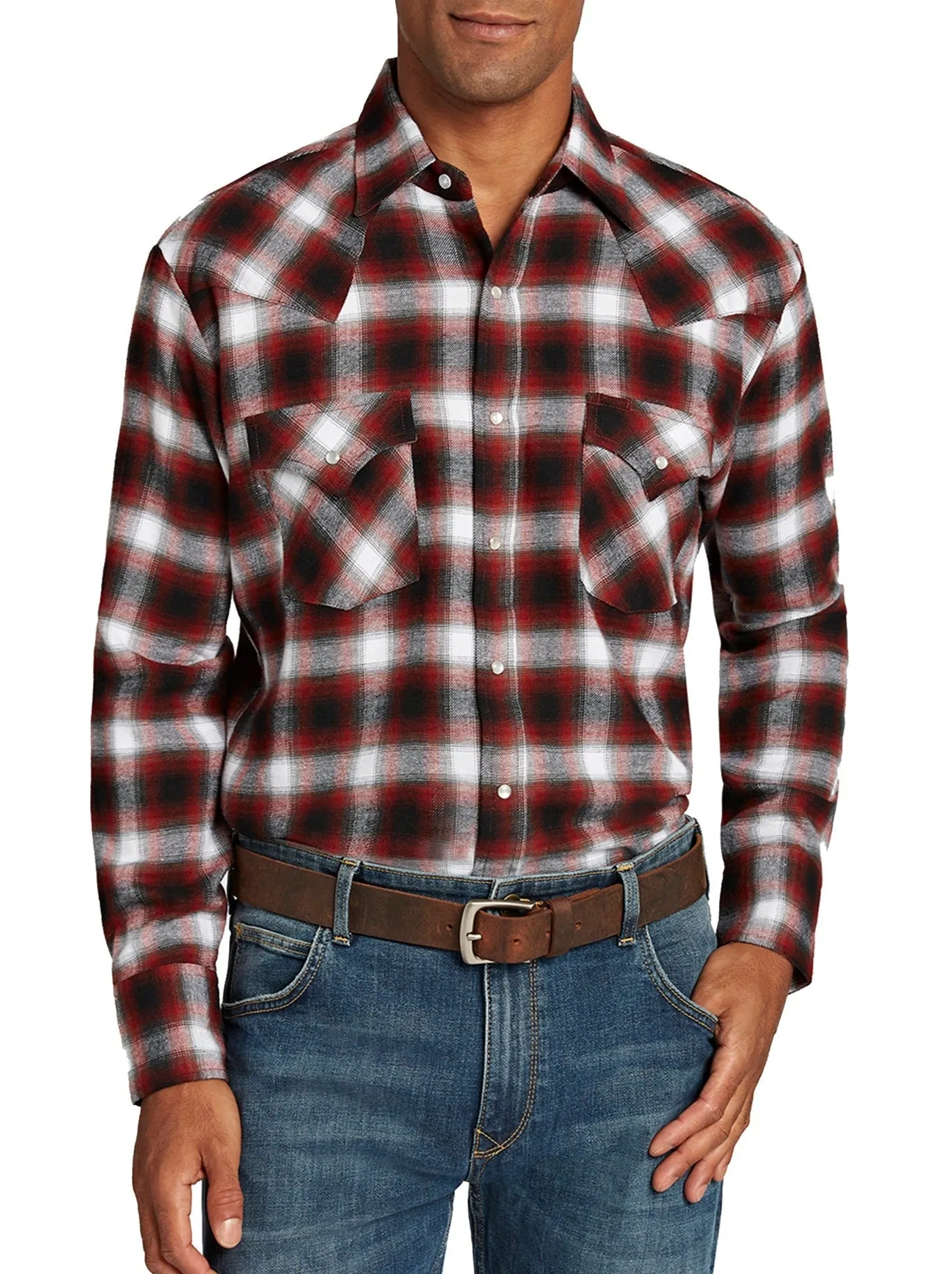 Men's Ely Cattleman Long Sleeve Flannel Plaid Western Snap Shirt