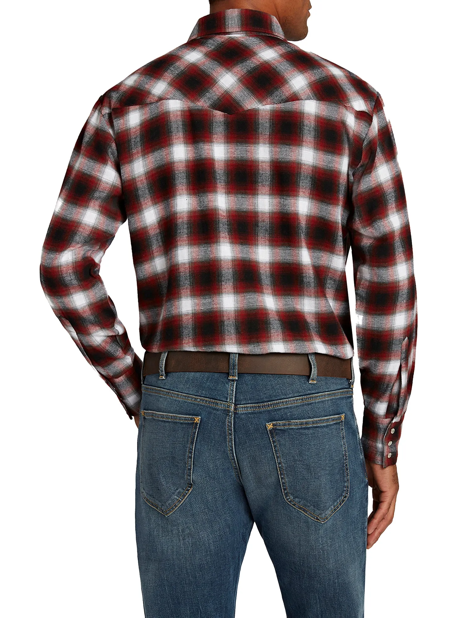 Men's Ely Cattleman Long Sleeve Flannel Plaid Western Snap Shirt