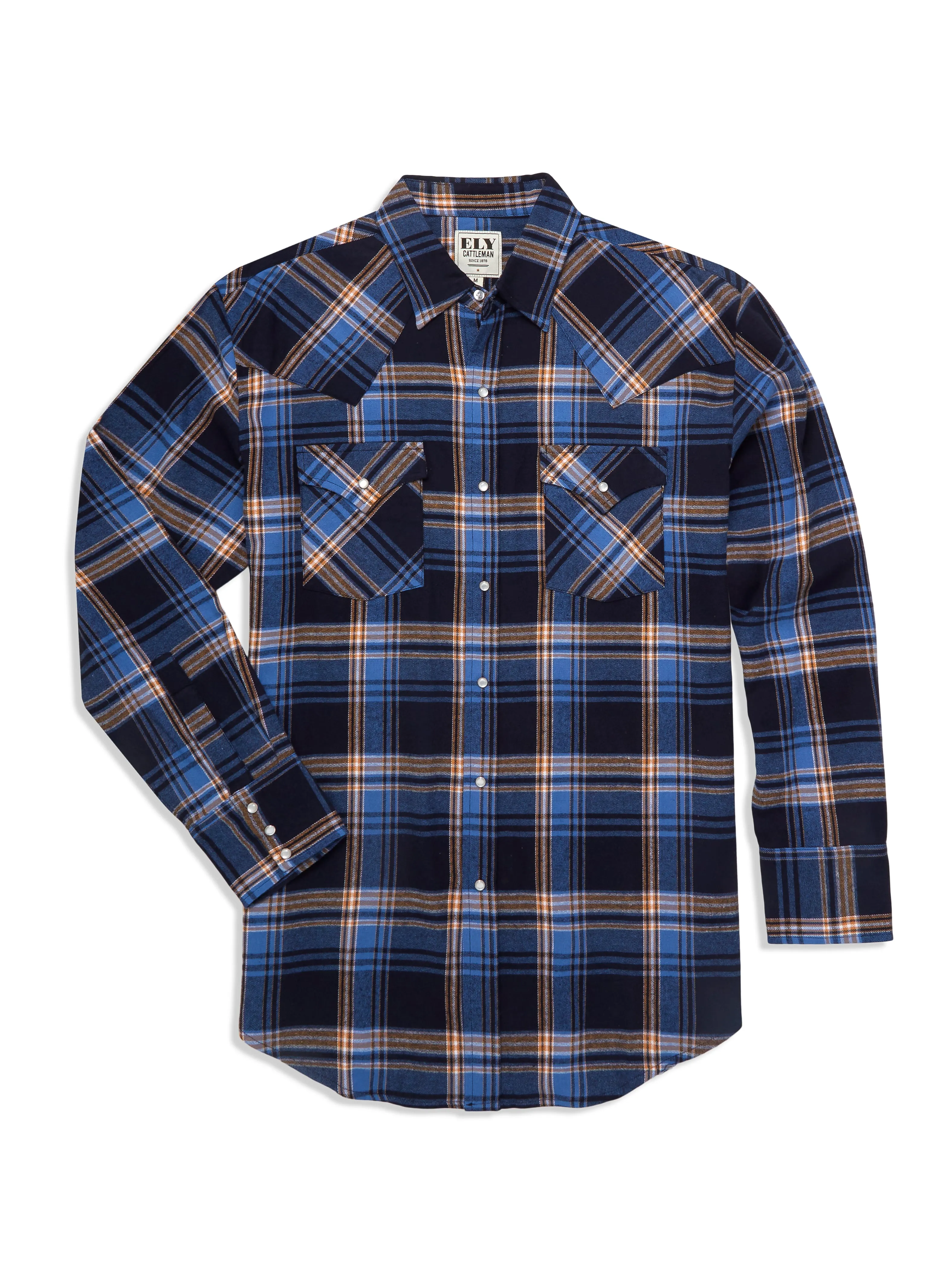 Men's Ely Cattleman Long Sleeve Flannel Plaid Western Snap Shirt