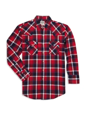 Men's Ely Cattleman Long Sleeve Flannel Plaid Western Snap Shirt