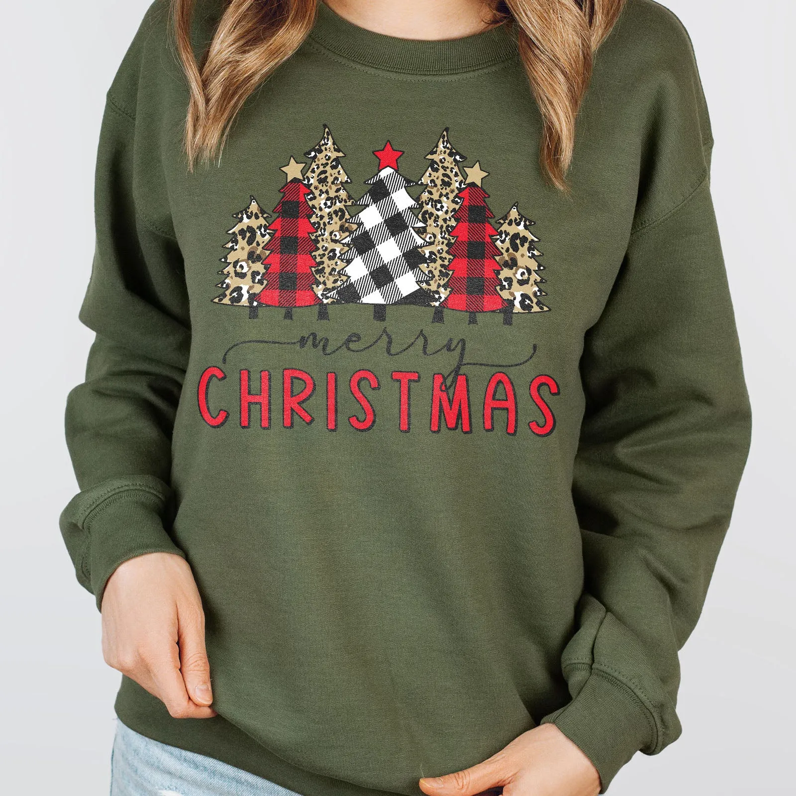 Merry Christmas Plaid and Leopard Long Sleeve