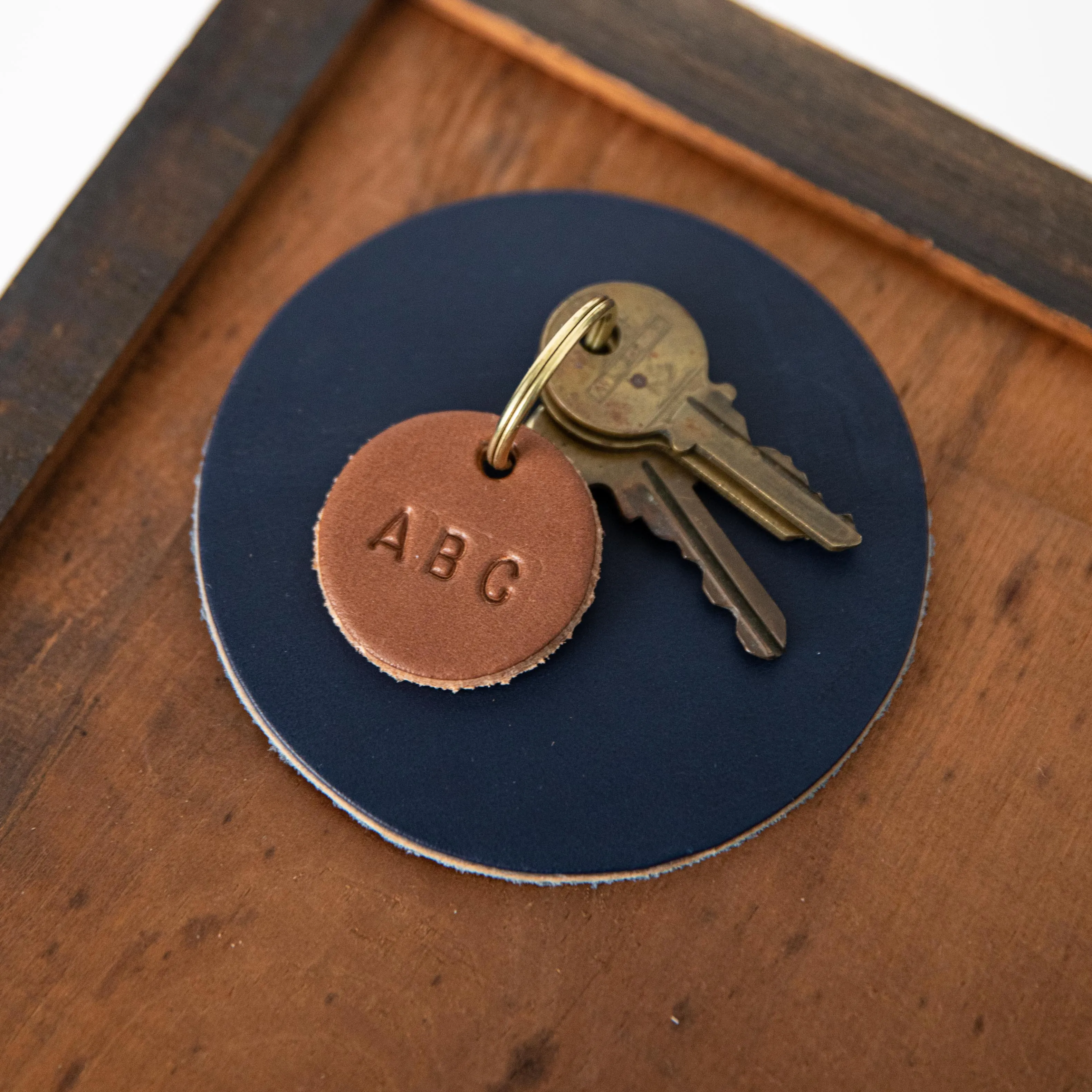 Navy Circle Key Fob