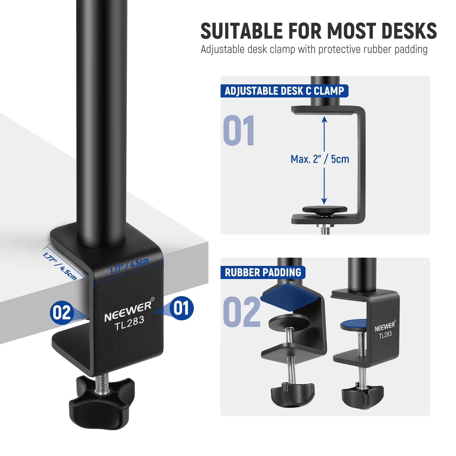 NEEWER 2PCS 1/4" Ball Head Extendable Camera Desk Mount