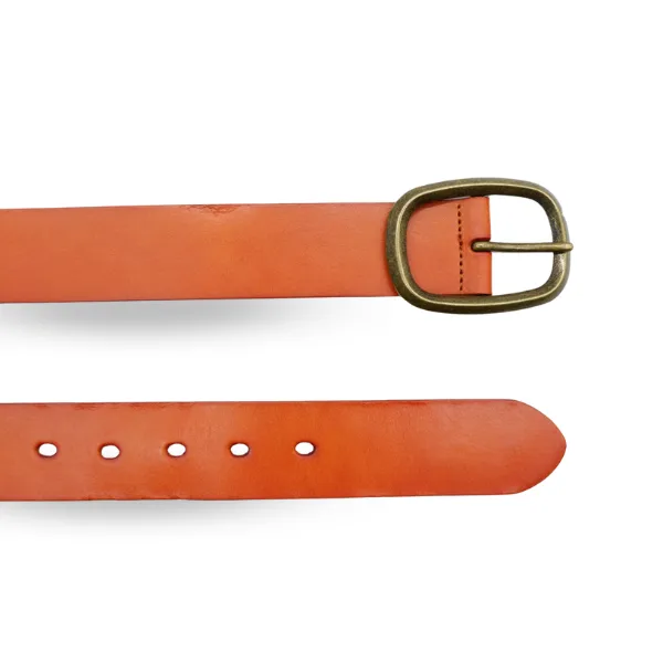 Nowra | Women's Tan Genuine Leather Belt with Brushed Gold Buckle