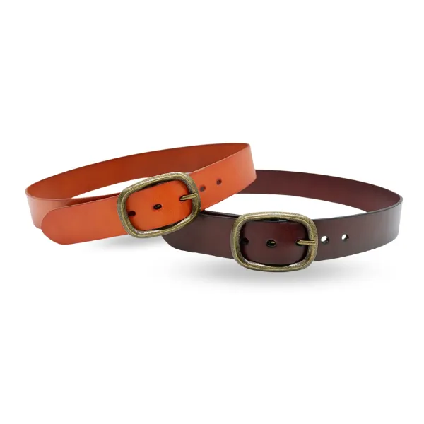 Nowra | Women's Tan Genuine Leather Belt with Brushed Gold Buckle