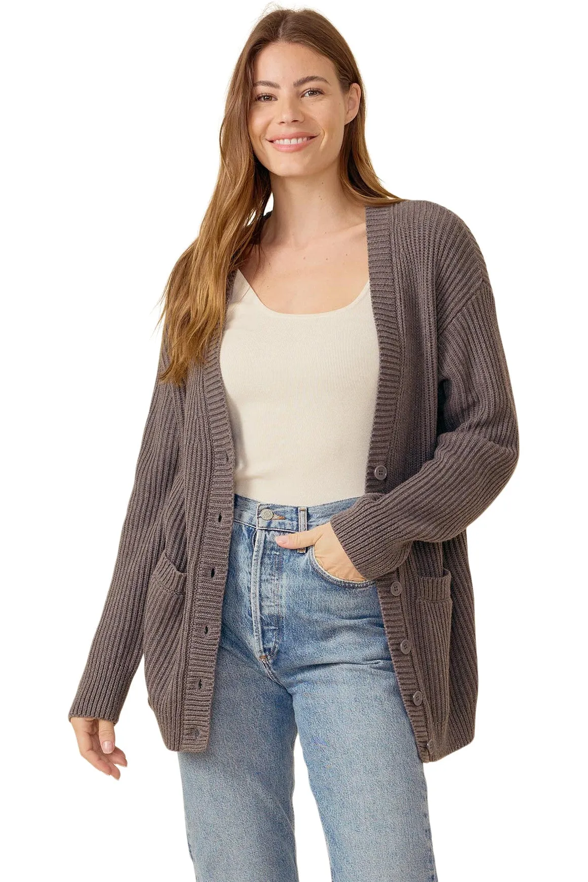 One Grey Day Leon Cardigan in Charcoal