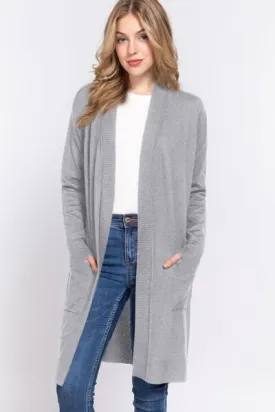 Open Front Long Sleeve Knit Cardigan