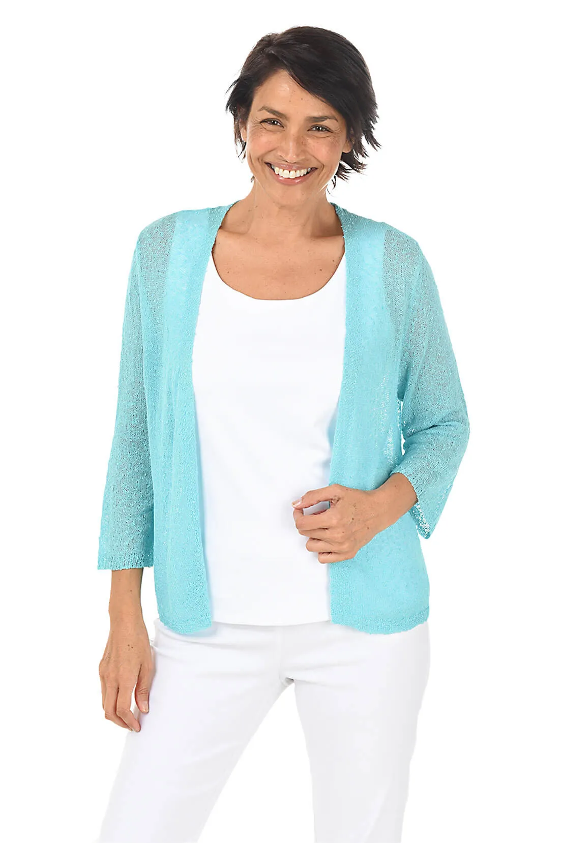 Open Knit 3/4 Sleeve Cardigan