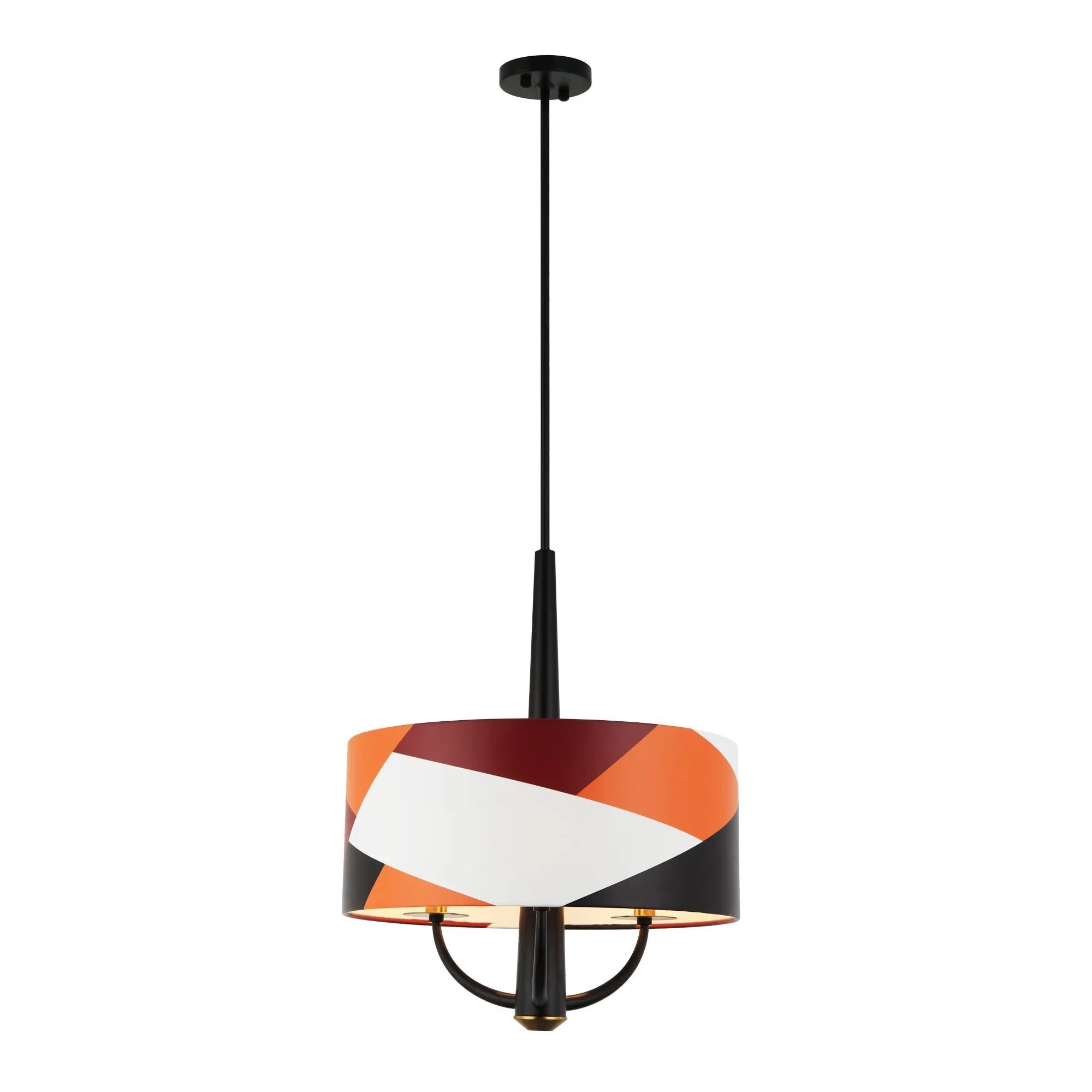 Patchwork 501P03BLSB 3-Light Pendant Light - Black/Satin Brass/Patchwork