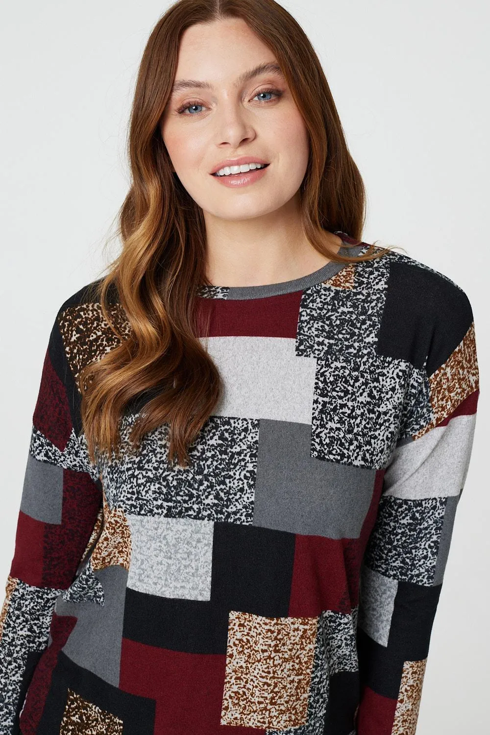 Patchwork Long Sleeve Relaxed Top